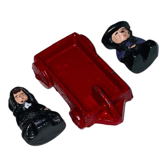 Vintage Cast Iron Amish Boy Girl Red Wagon 1997 John Wright Figurines  A929 - Picture 10 of 10